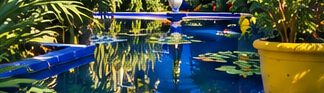 A quiet pond surrounded by garden planting